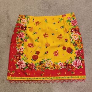 Boston Proper Vibrant Floral Mini Skirt Sz 10